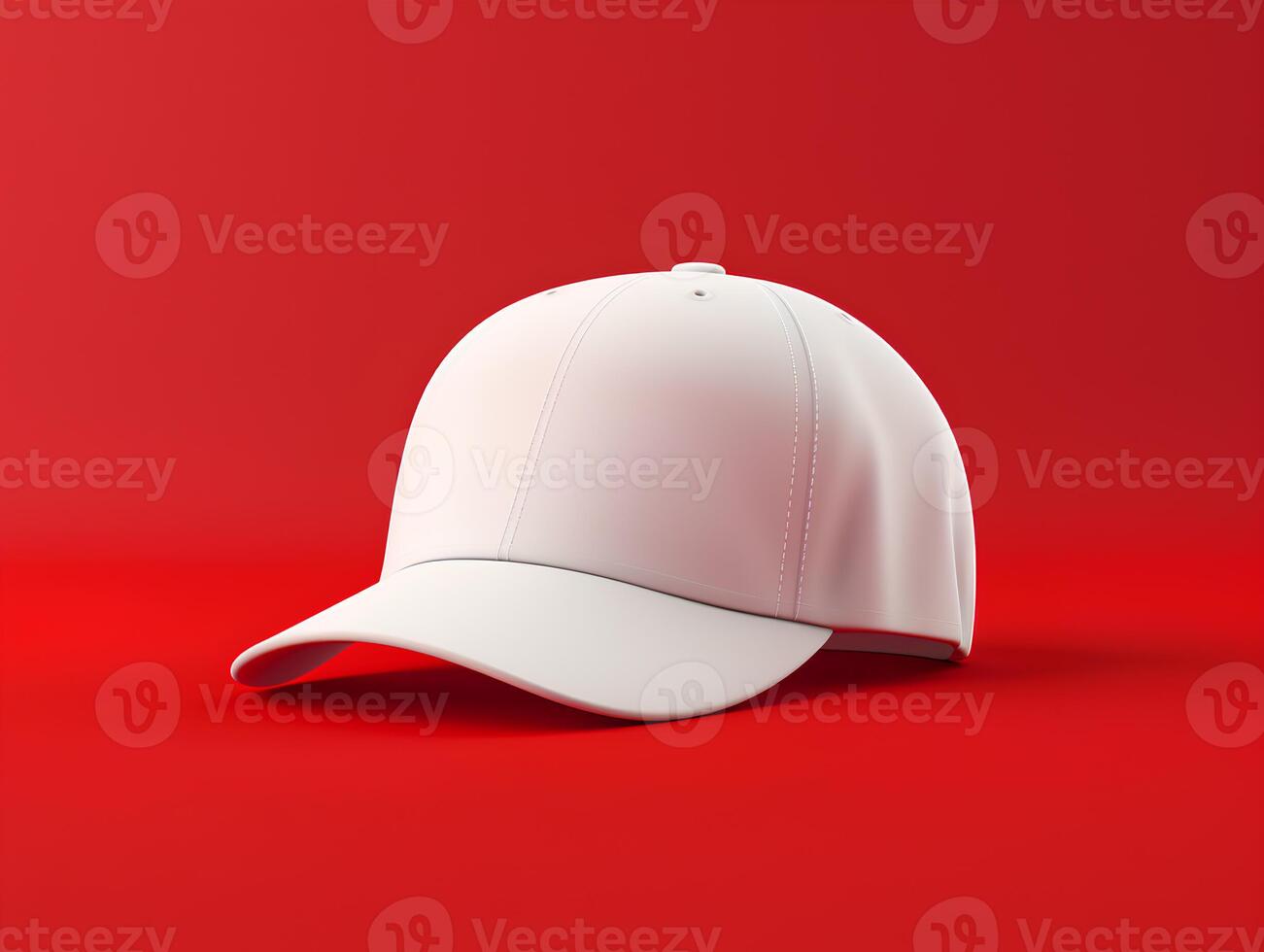 White cap mockup on red clean background photo