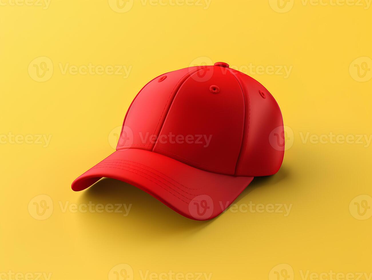 Red cap on yellow clean background photo