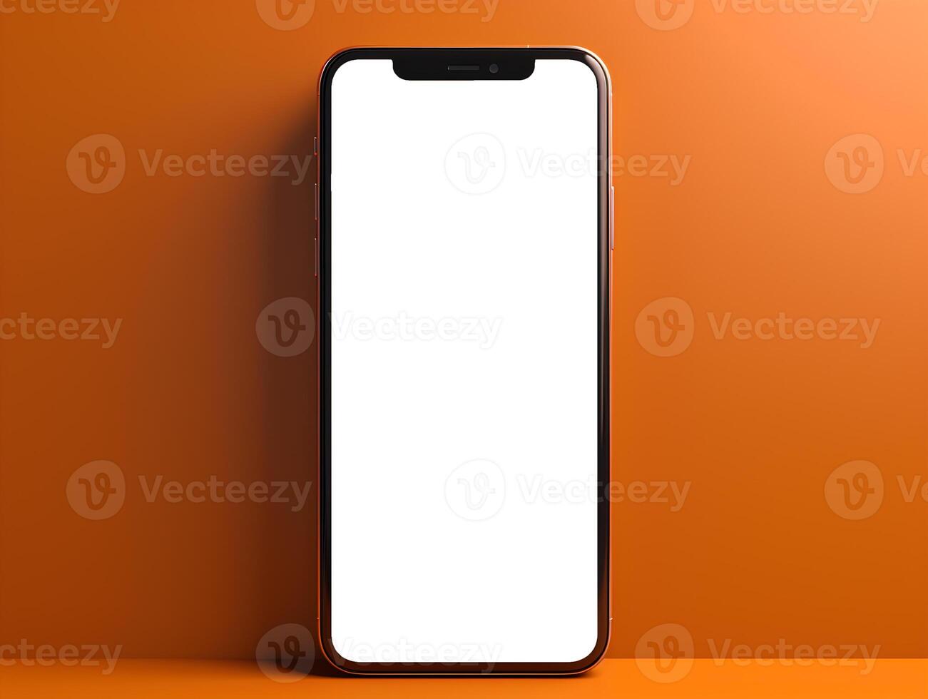 White screen phone on clean dark orange background photo