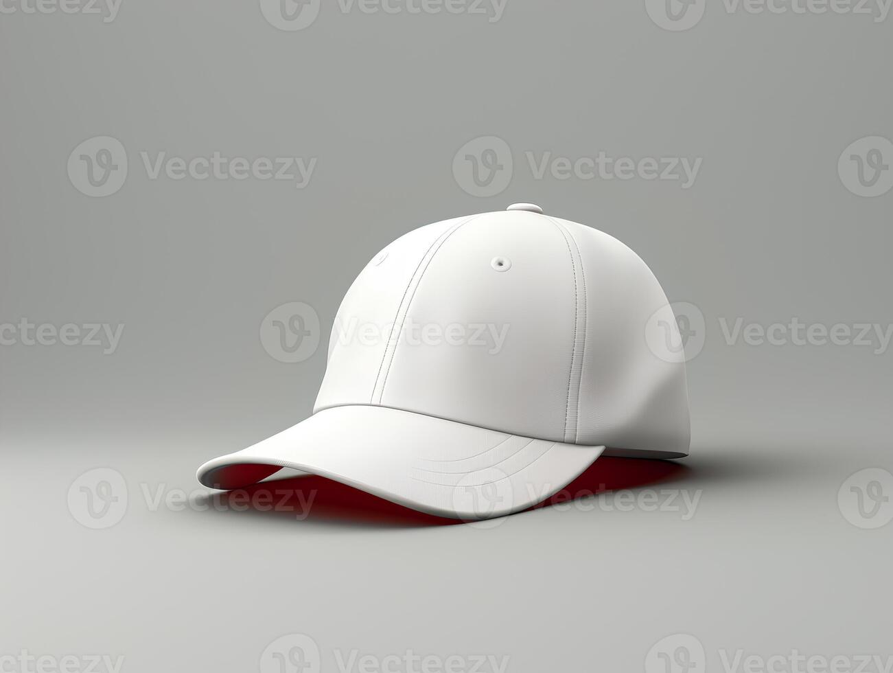 White cap mockup on red clean background photo