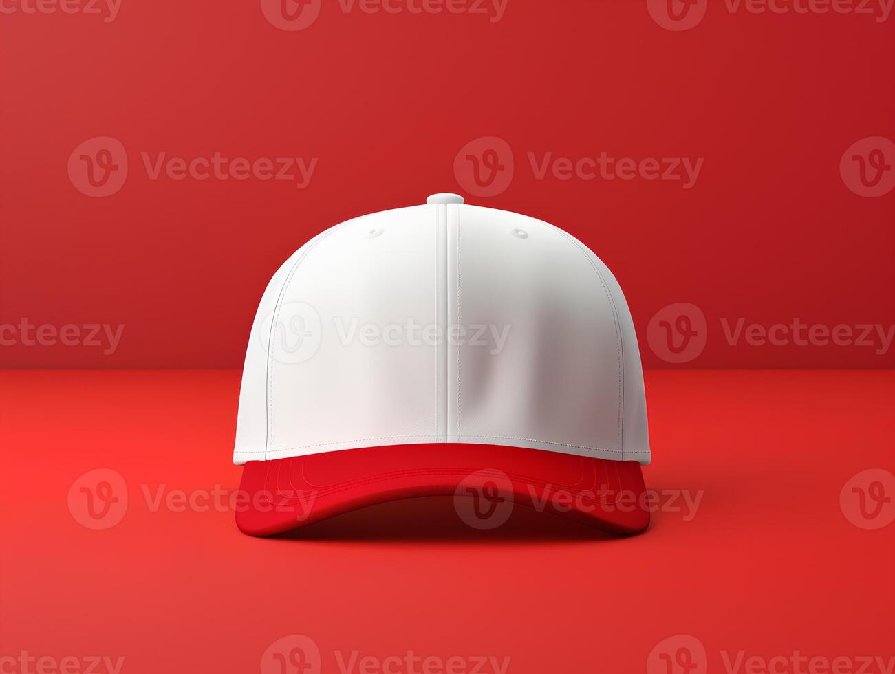 White cap mockup on red clean background photo