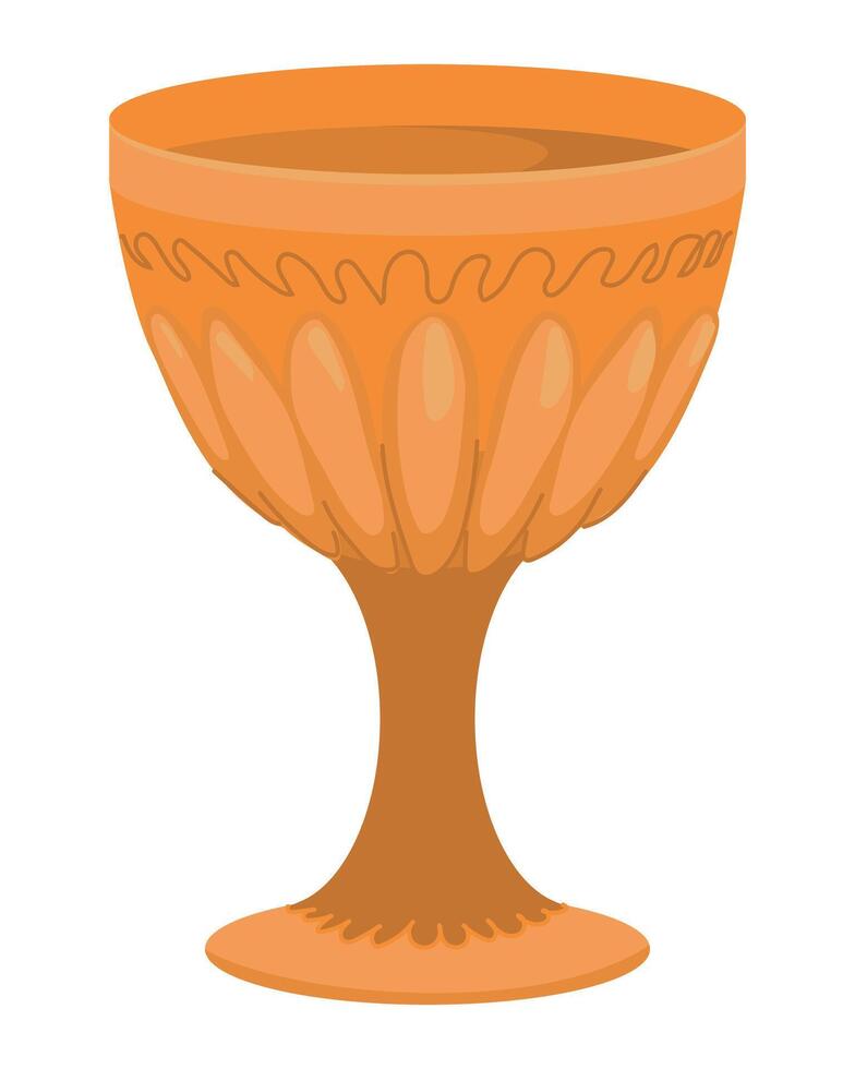 Holy Grail on a white background. illustration. Spiritual symbol of Christianity. A golden goblet, a church attribute for the first communion among Catholics and Orthodox. vector