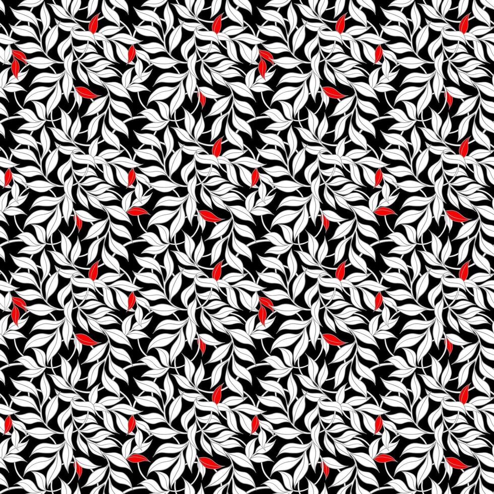 seamless pattern of intertwined branches on a black background. Illustration of leaves for wallpaper, textiles, wrapping paper. vector