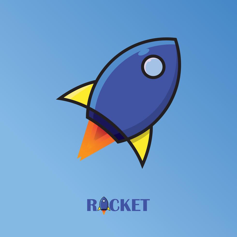 rocket logo with 3D design. vector