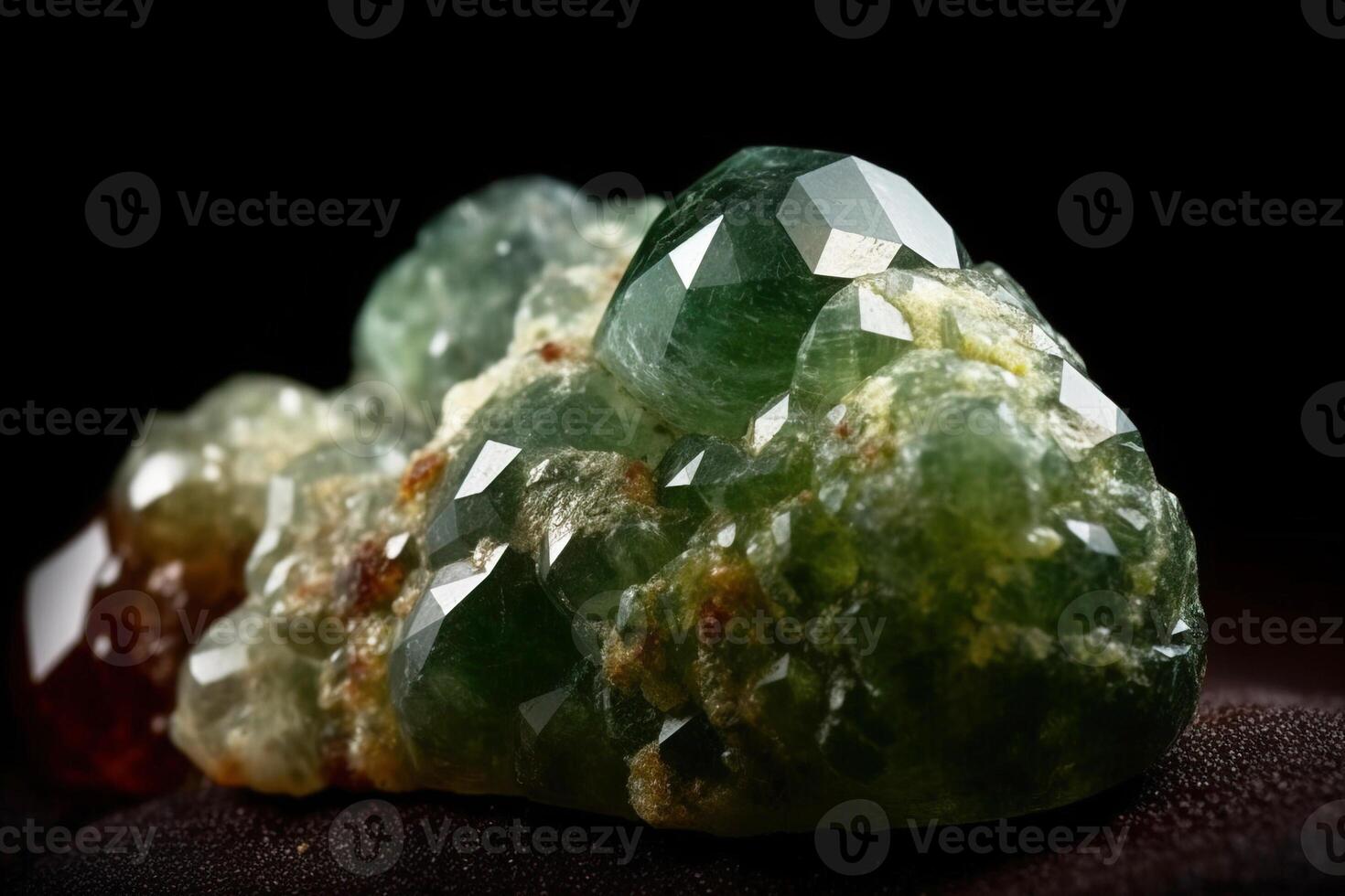 Diopside is a rare precious natural stone on a black background. . Header banner mockup with space. photo