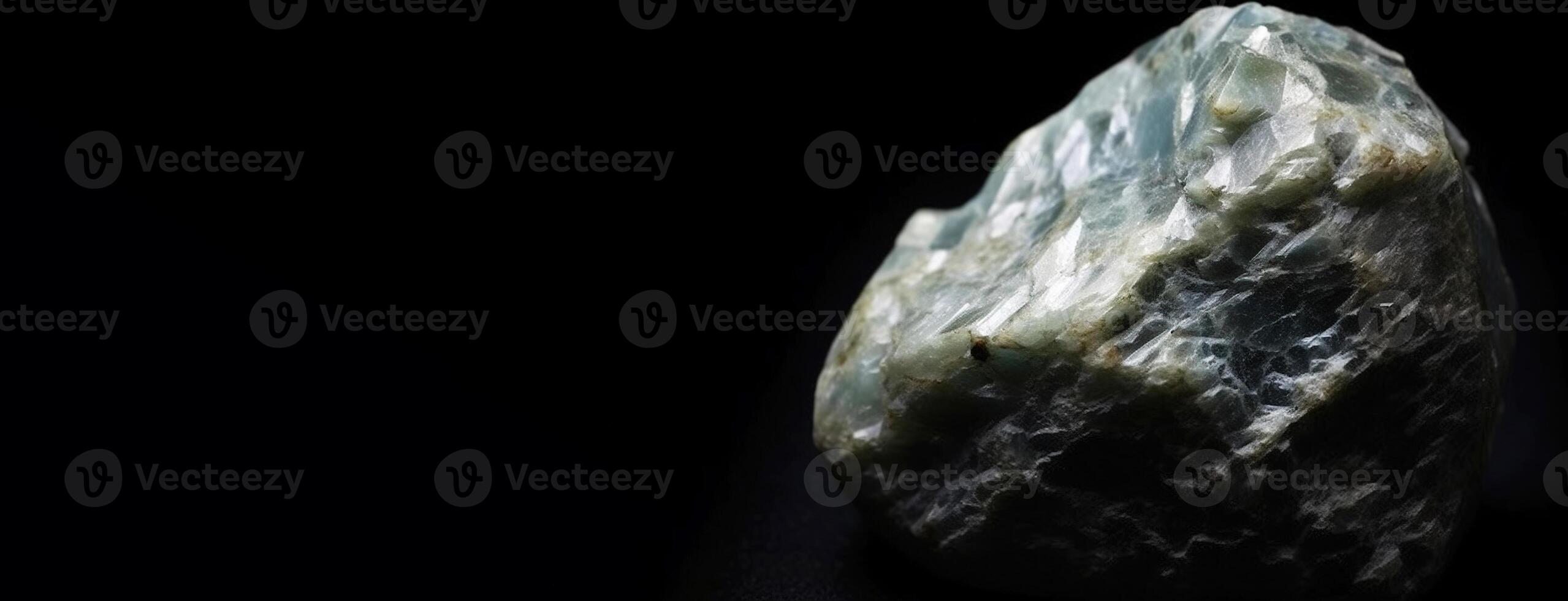 Krennerite is a rare precious natural stone on a black background. . Header banner mockup with space. photo