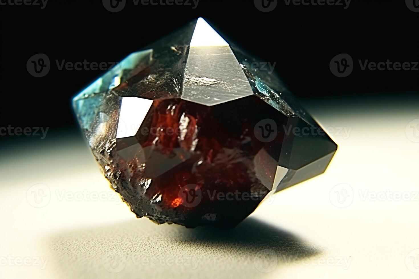 Zircon fossil mineral stone. Geological crystalline fossil. Dark background close-up. photo