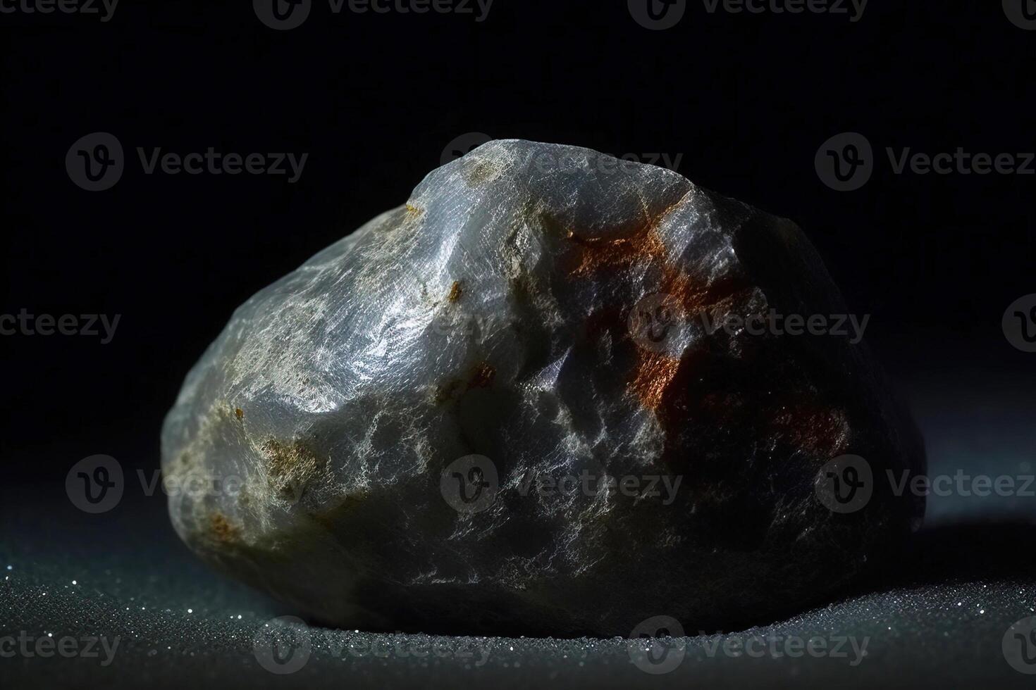 Mackinawite fossil mineral stone. Geological crystalline fossil. Dark background close-up. photo