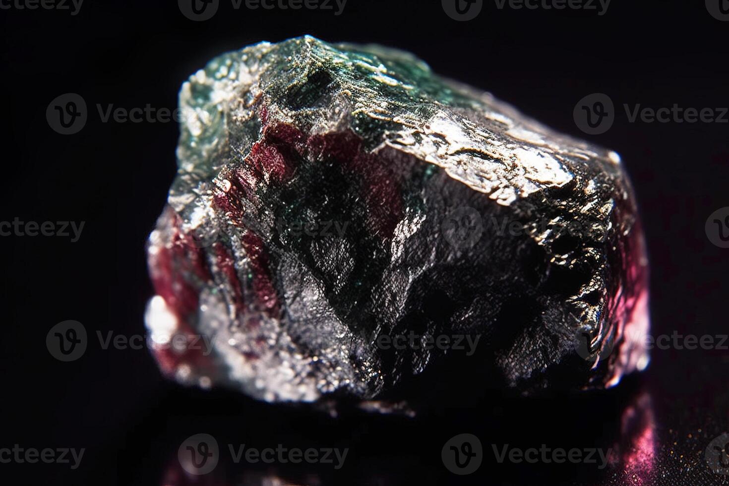 Ferroselite is a rare precious natural stone on a black background. . Header banner mockup with space. photo