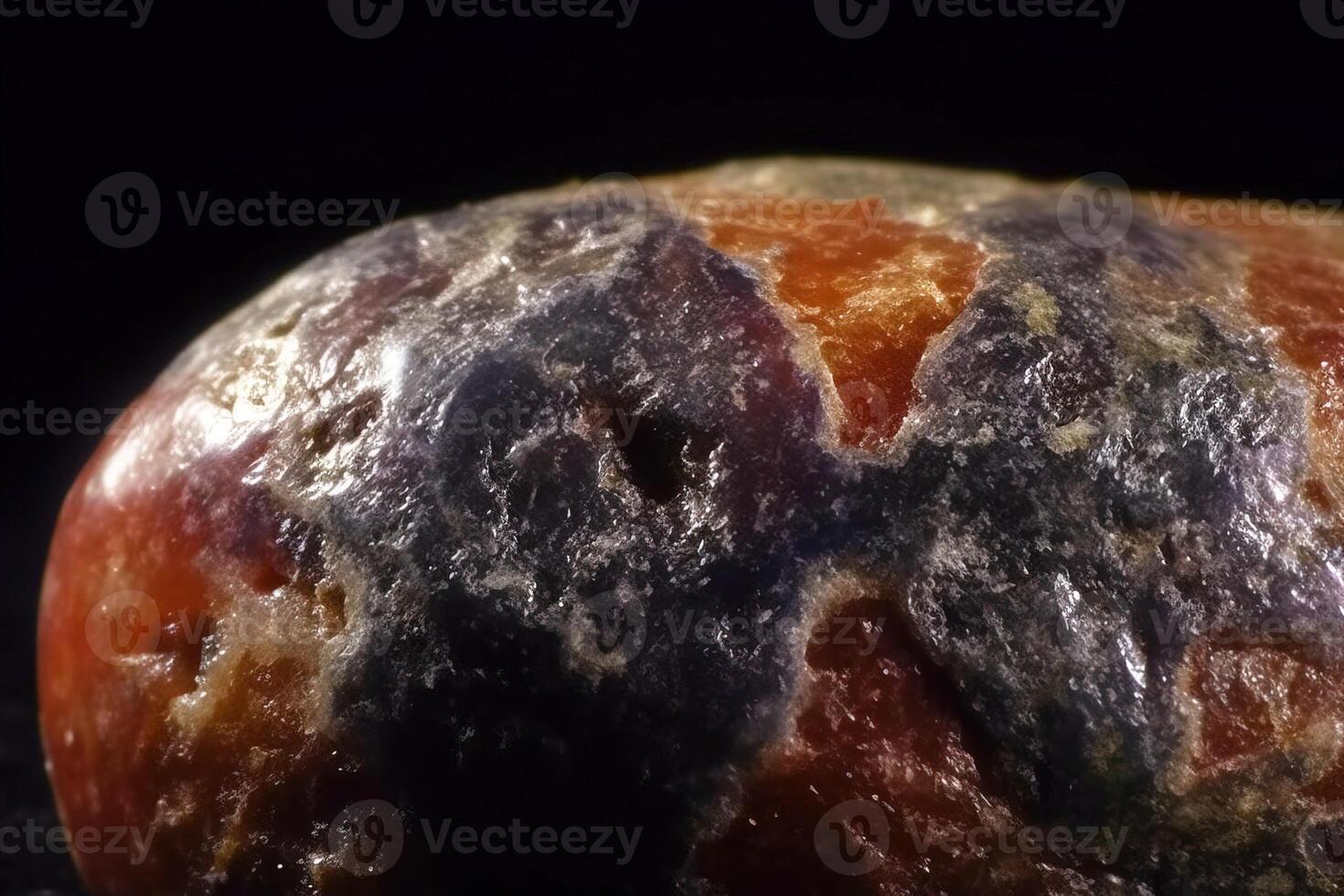 Christite fossil mineral stone. Geological crystalline fossil. Dark background close-up. photo
