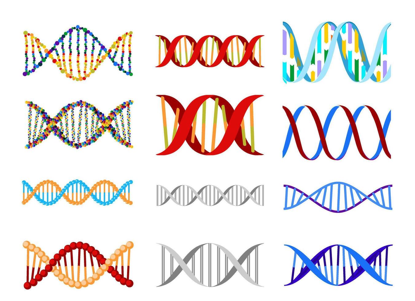 DNA, genetic sign, elements and icons collection. Pictogram of DNA set. Symbol Isolated. Can be used for workflow layout vector