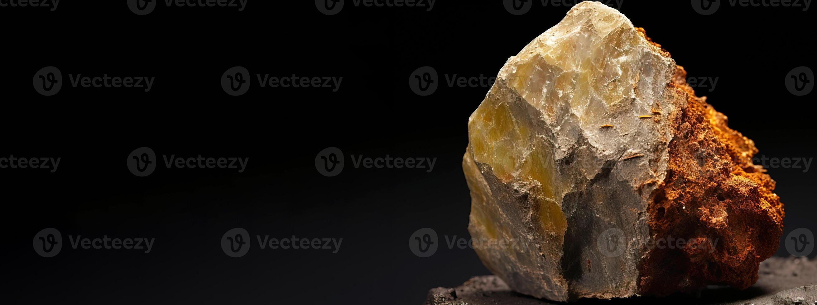 Coconinoite fossil mineral stone. Geological crystalline fossil. Dark background close-up. photo
