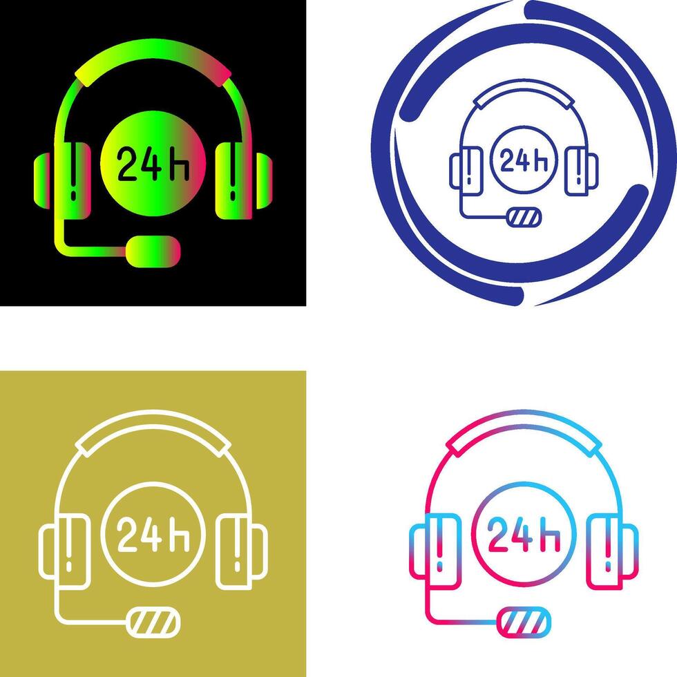 24 Hours Support Icon Design vector