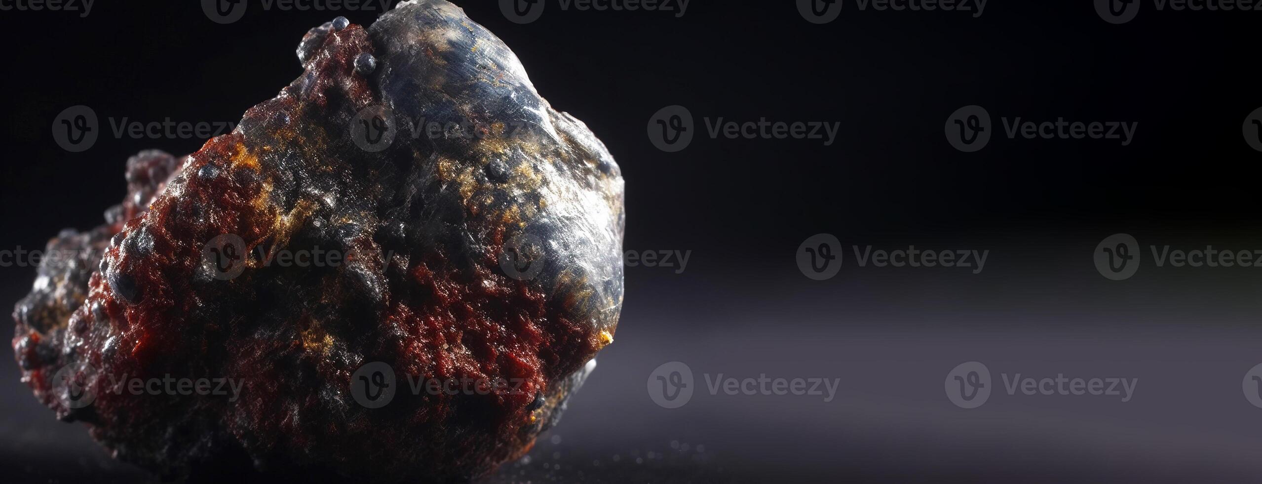 Kremersite is a rare precious natural stone on a black background. . Header banner mockup with space. photo