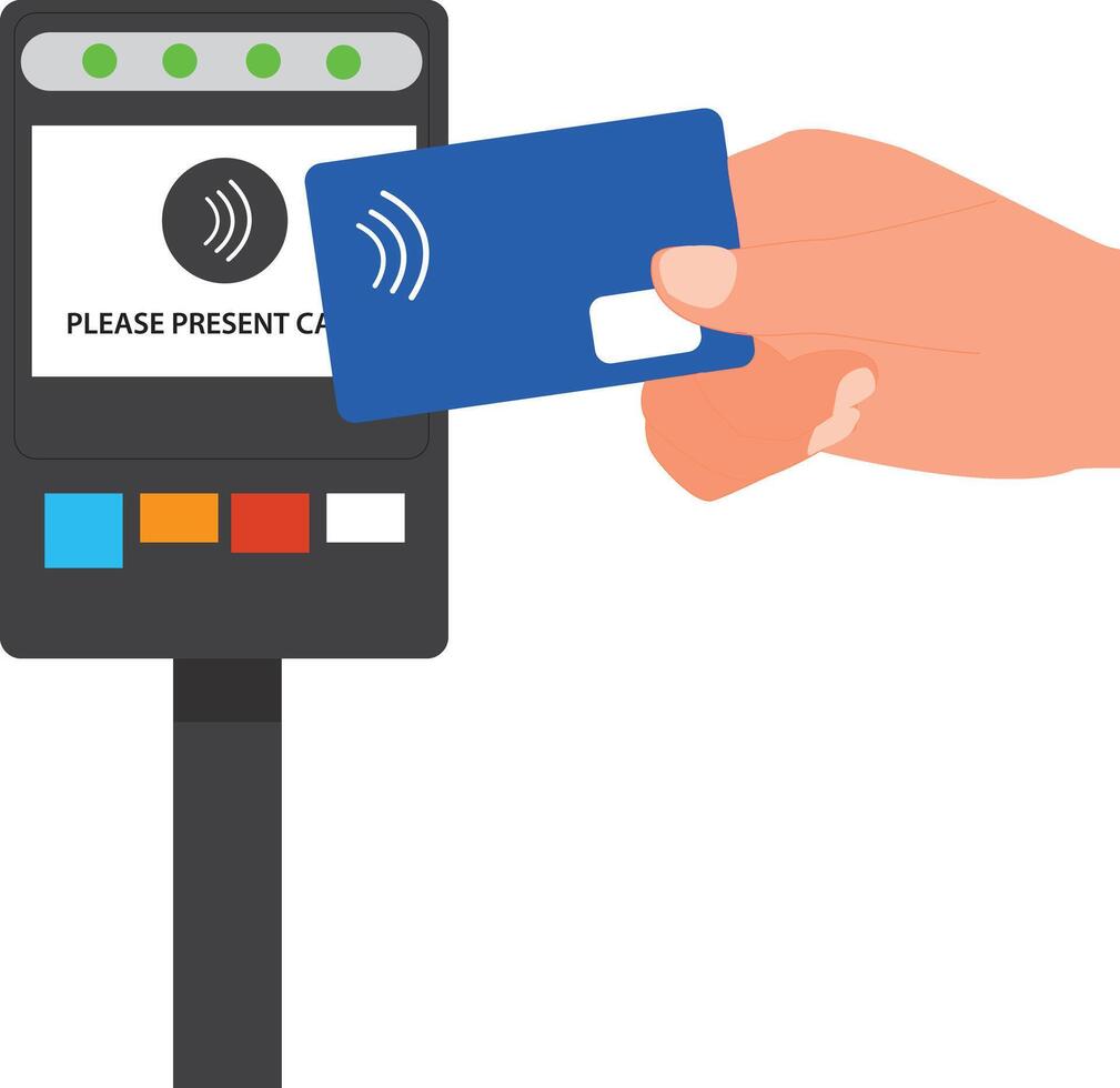 pay merchant hands credit card flat illustration payment edc electronic data capture transaction point of sales pos vector