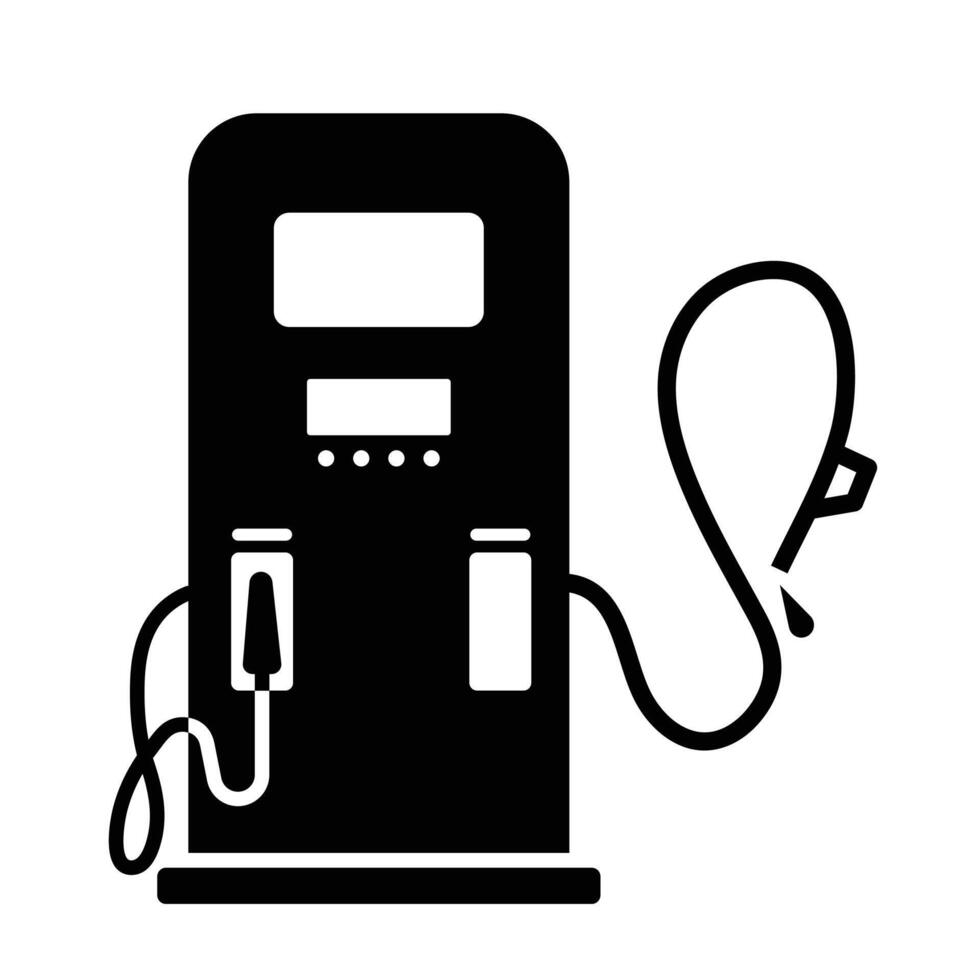Transportation fuel pump object shadow silhouette illustration isolated on white background. Simple flat poster drawing for prints. vector