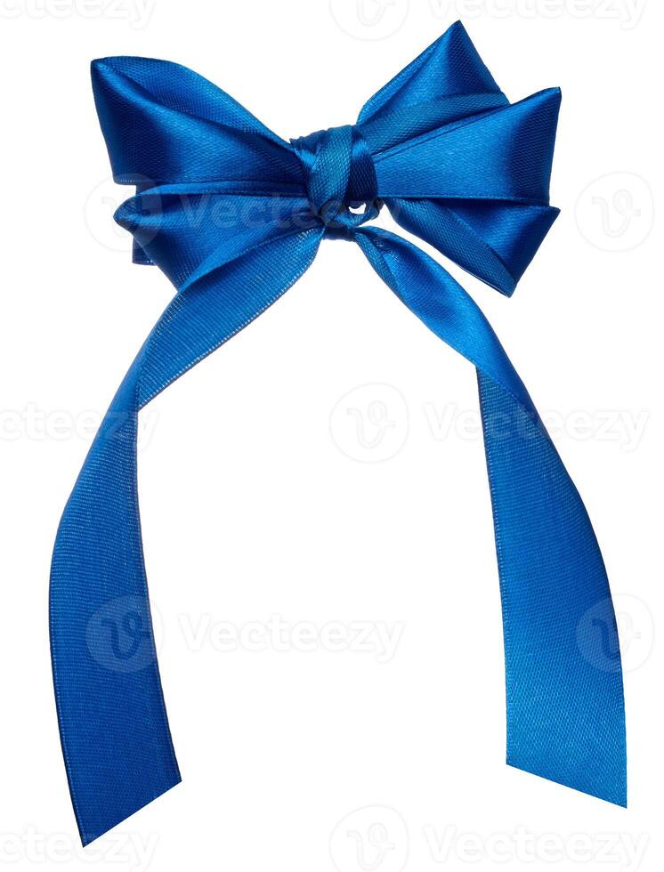 Blue bow for decoration on isolated background photo