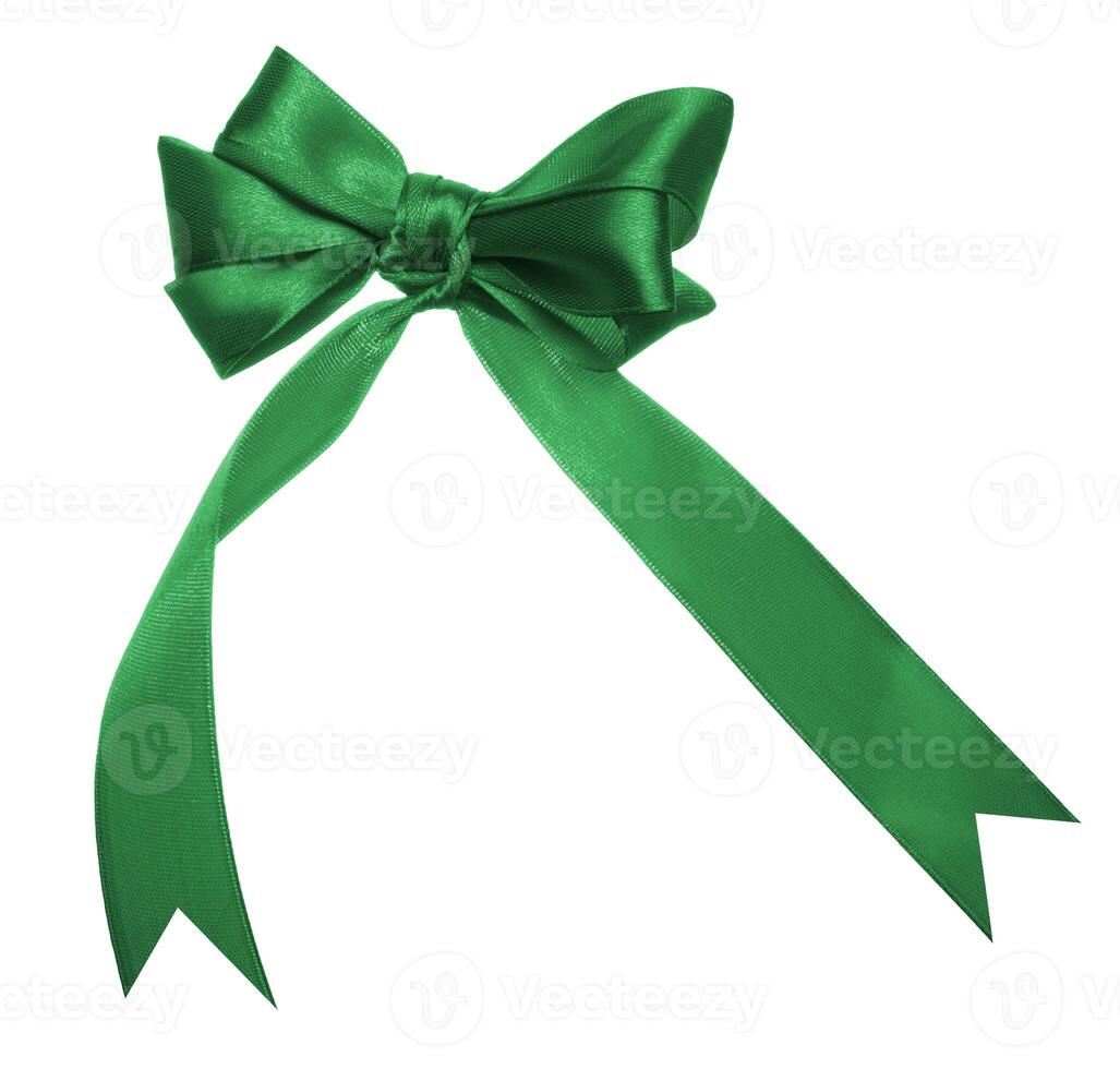 Green bow for decoration on isolated background photo