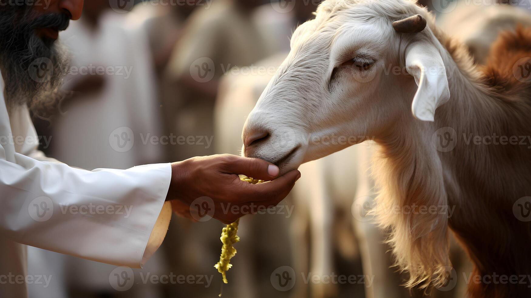 Sheep for the feast of sacrifice, Eid al Adha Mubarak Islamic festival photo