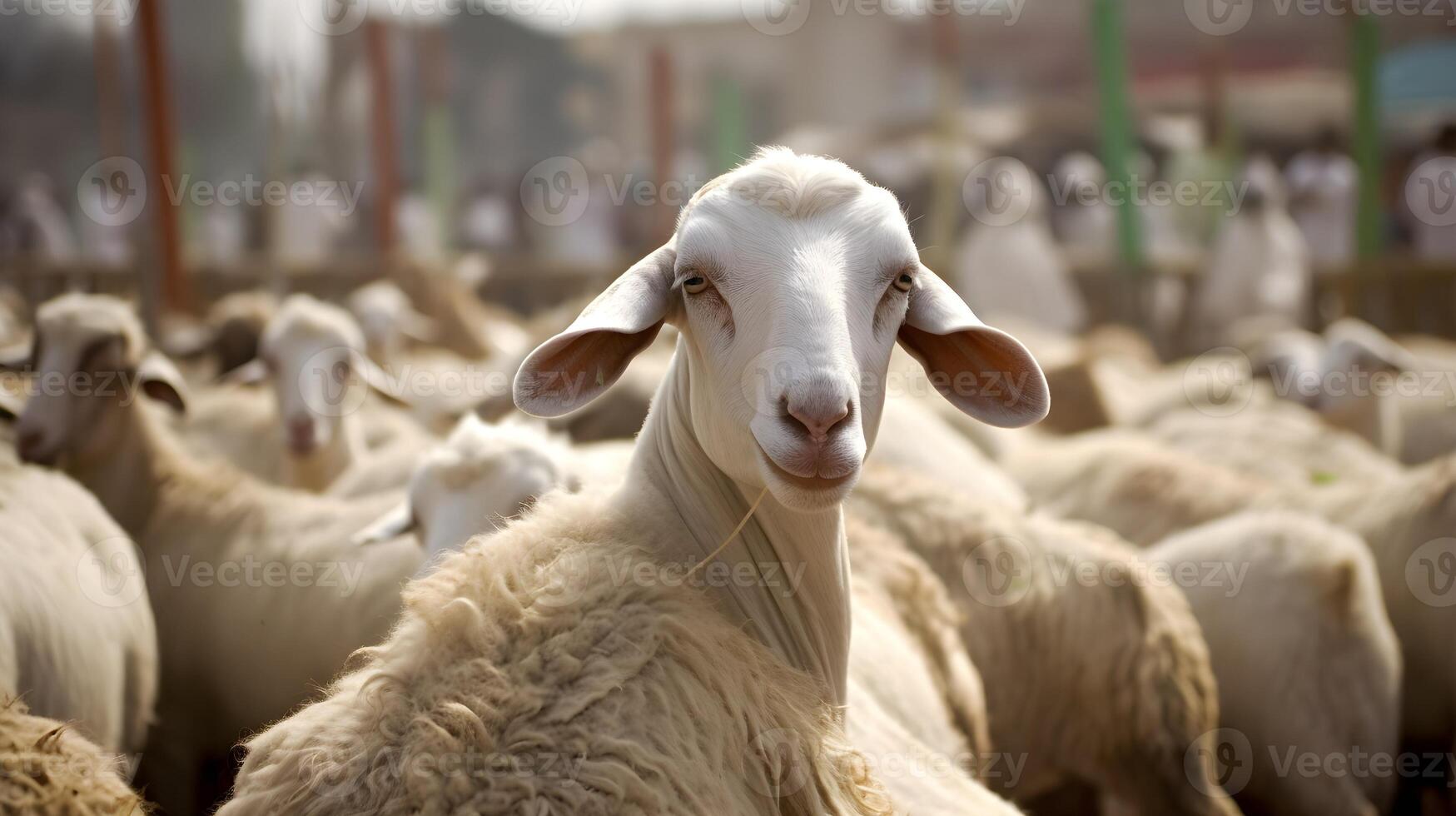 Sheep for the feast of sacrifice, Eid al Adha Mubarak Islamic festival photo