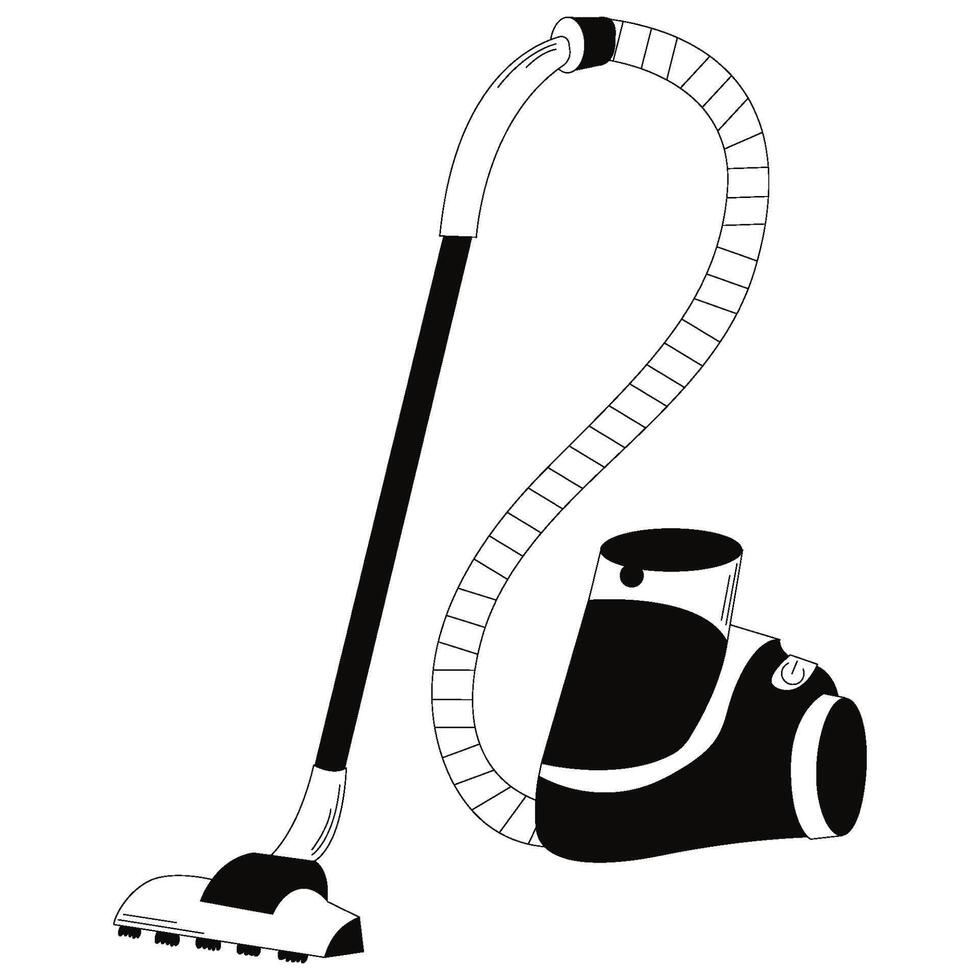 Modern vacuum cleaner in doodle style. Hand draw vacuum cleaner for home and professional cleaning. vector