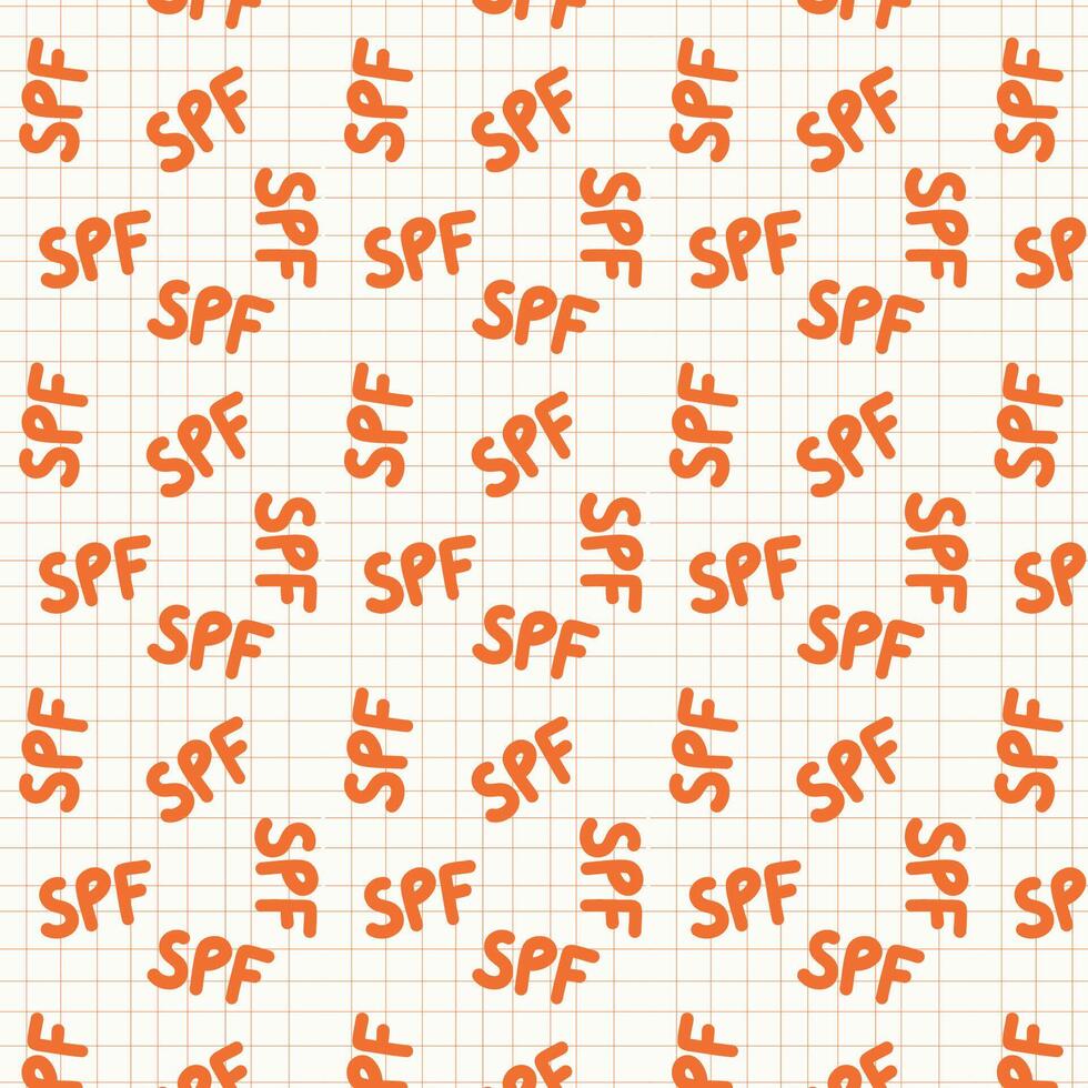 Seamless pattern with SPF. Flat Sun Protection Factor illustration for textile print, wrapping paper. vector