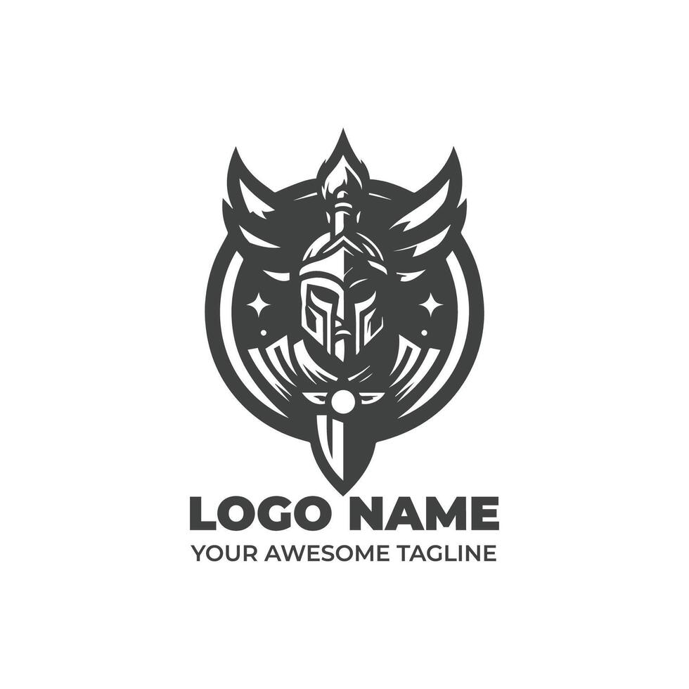 Simple Warrior Monochrome Logo Design vector
