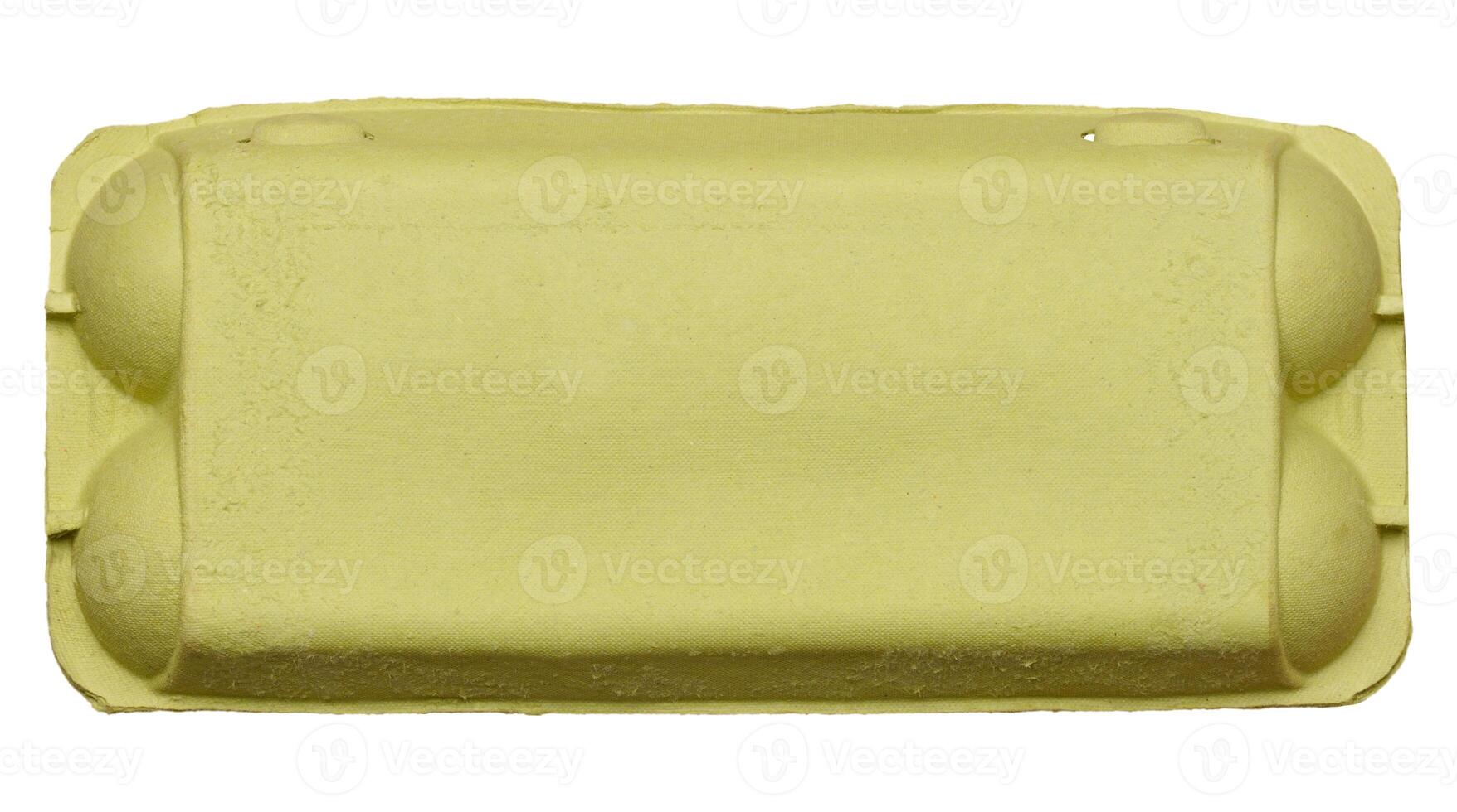 Green recycled egg carton box on isolated background, storage. photo