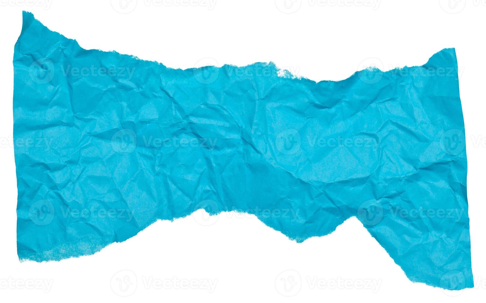 Torn piece of blue paper on a white isolated background photo