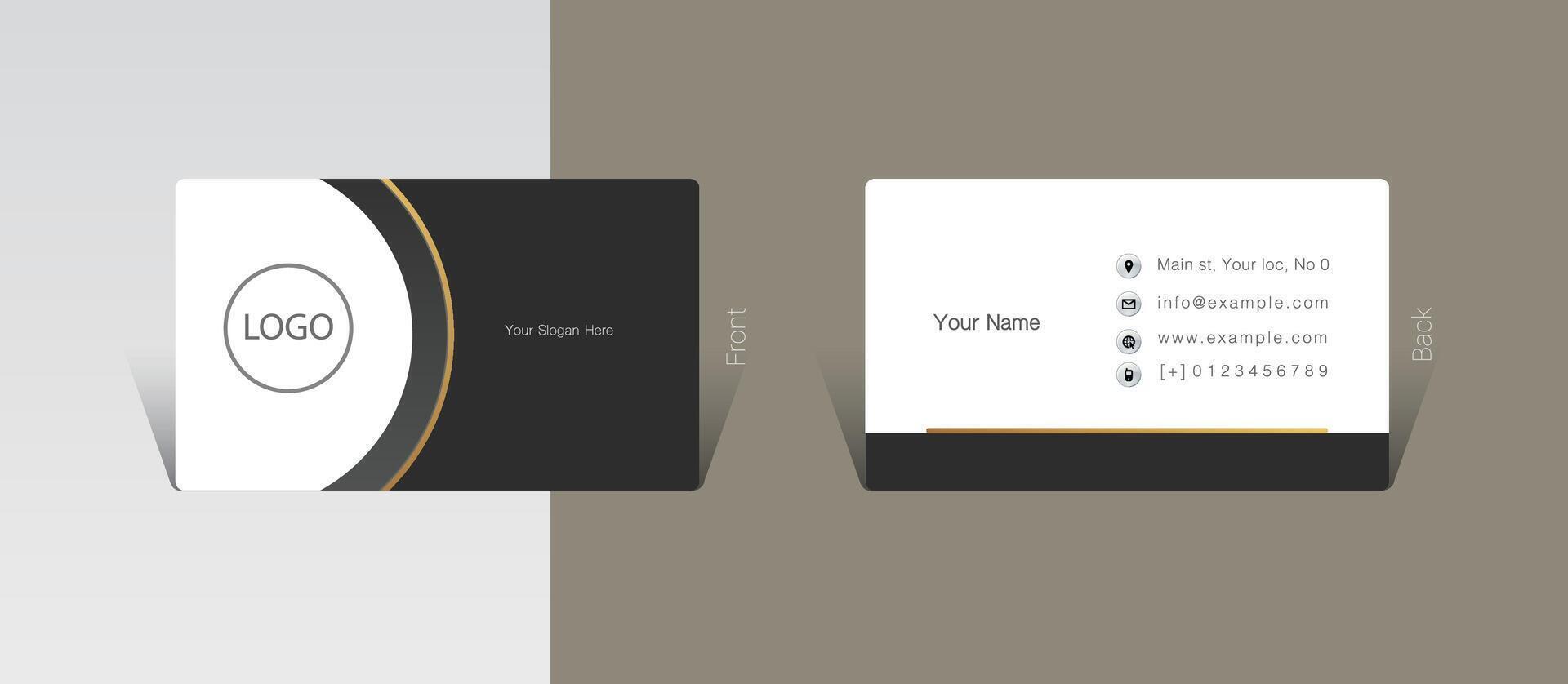 Abstract visit card design with golden outline vector