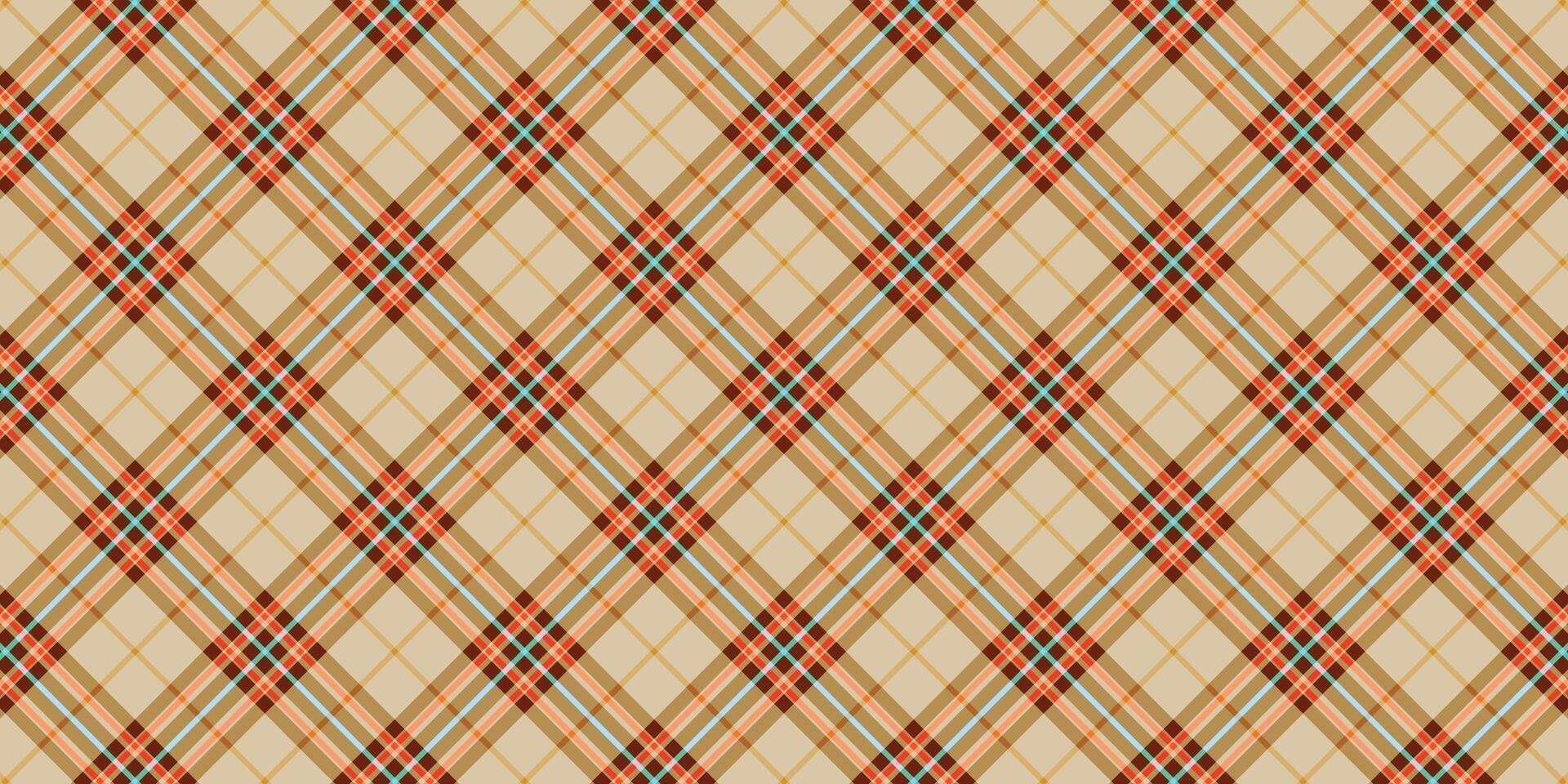 Cream Red Black Yellow Brown Blue Lumberjack plaid seamless pattern vector
