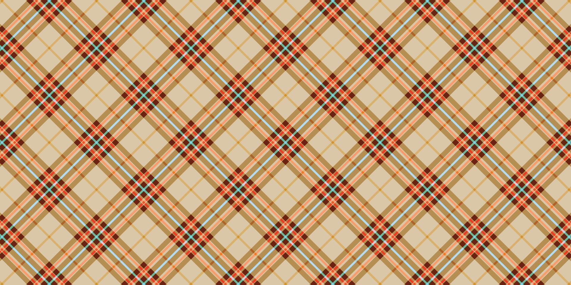 Cream Red Black Yellow Brown Blue Lumberjack plaid seamless pattern vector