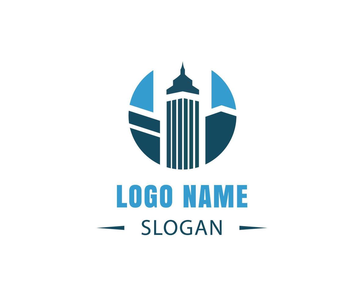 blue colour shape building vector