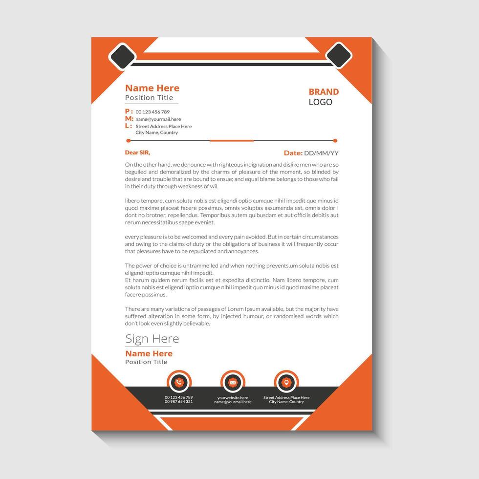 modern and corporate letterhead template vector