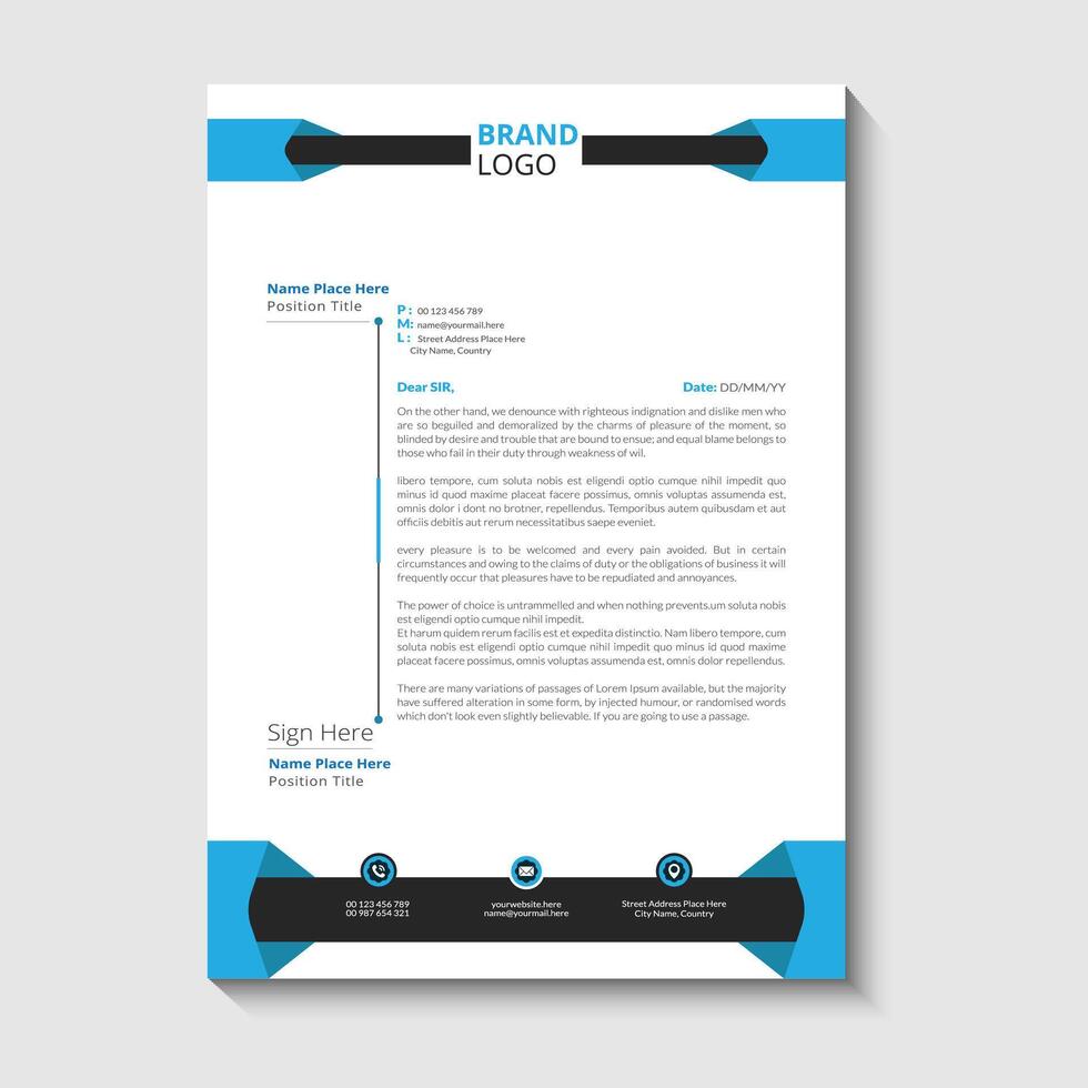 modern and corporate letterhead template vector