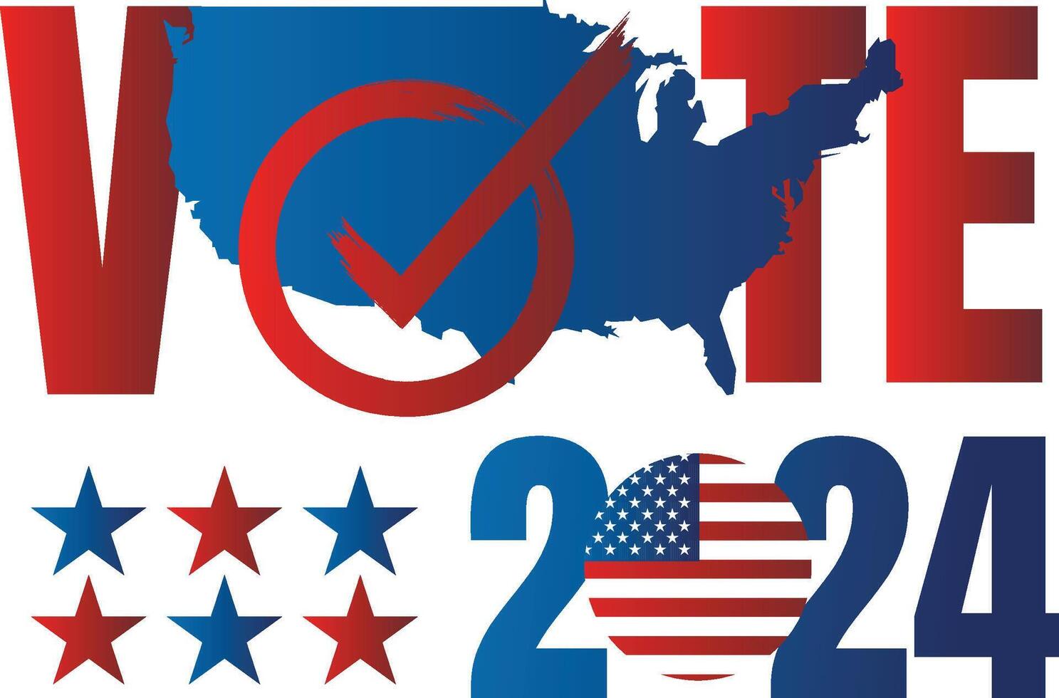 Blue and red sticker Vote for the US presidential elections 2024 vector
