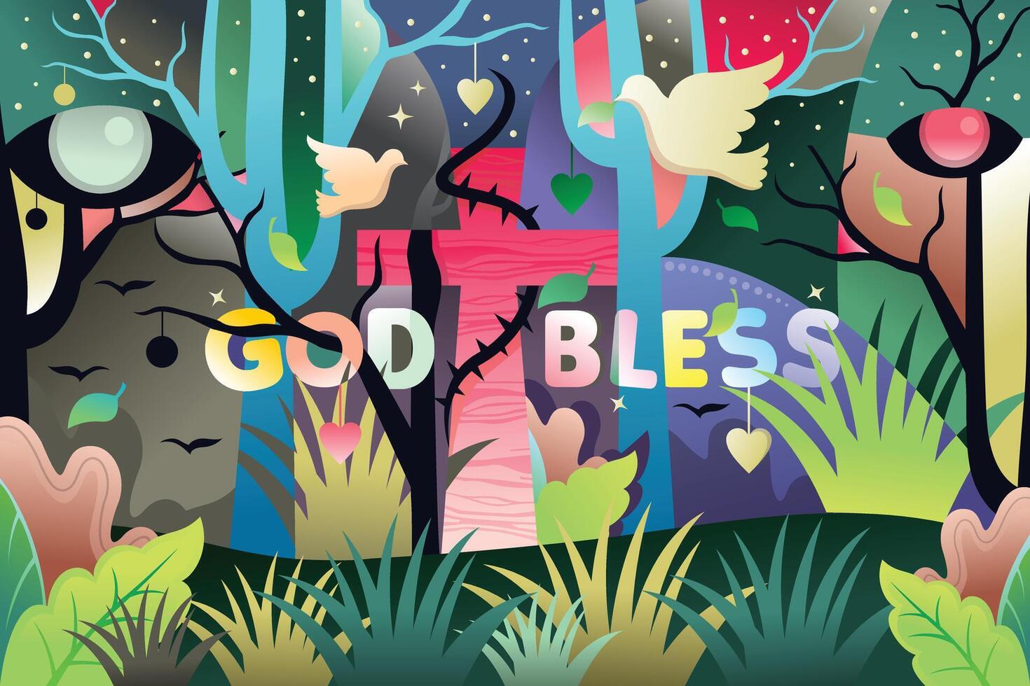 Abstract illustration design with a Christian concept gradient color vector