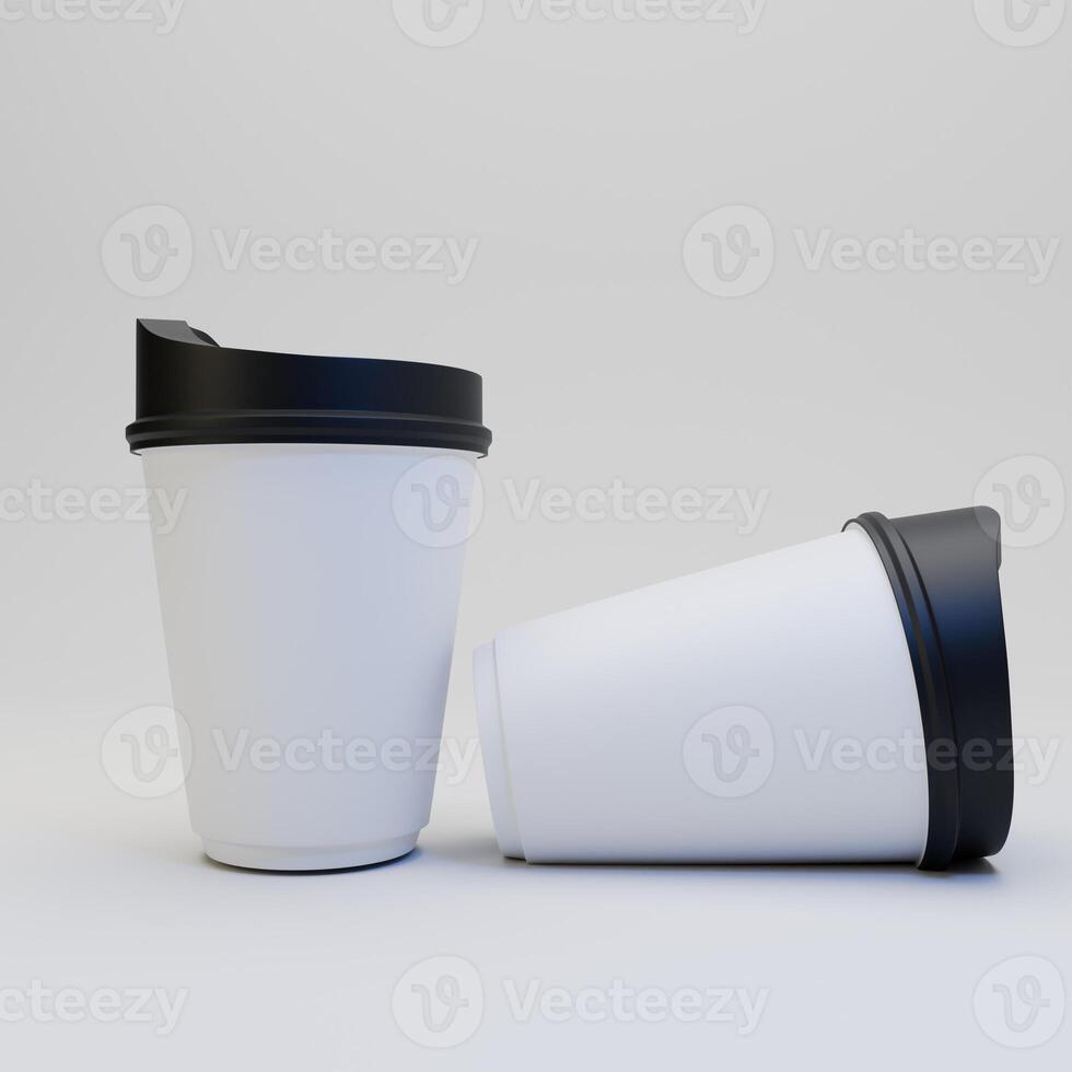 3D rendered image of coffee cup mock up. Paper coffee cup isolated on white background photo