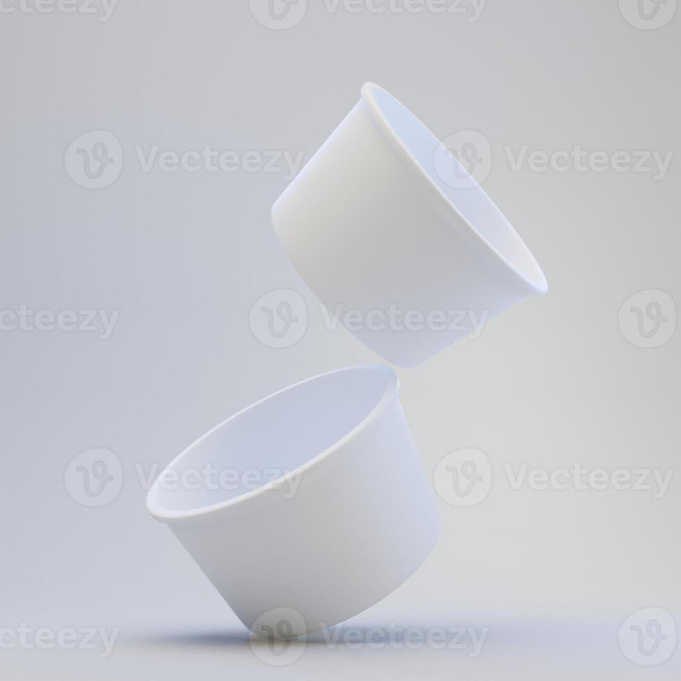 Paper bowl or container mockup isolated on white background photo