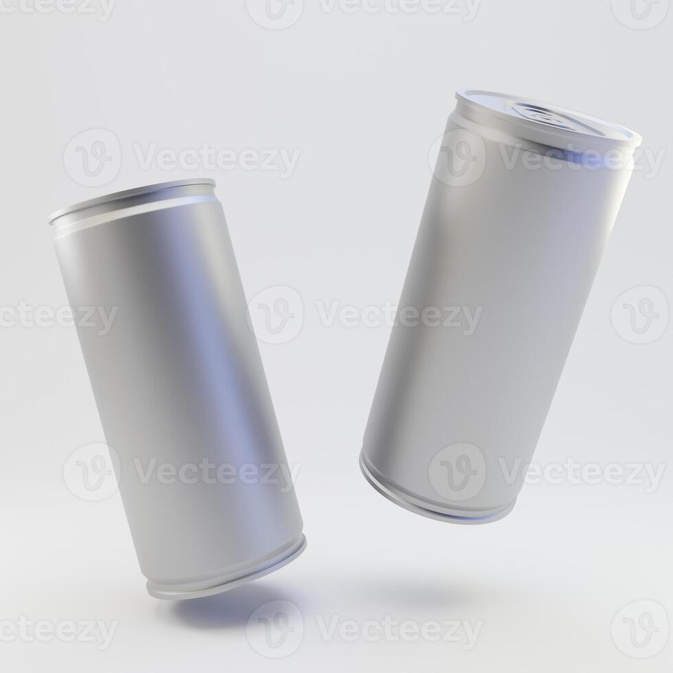 Soda can mockup template isolated on light grey background photo