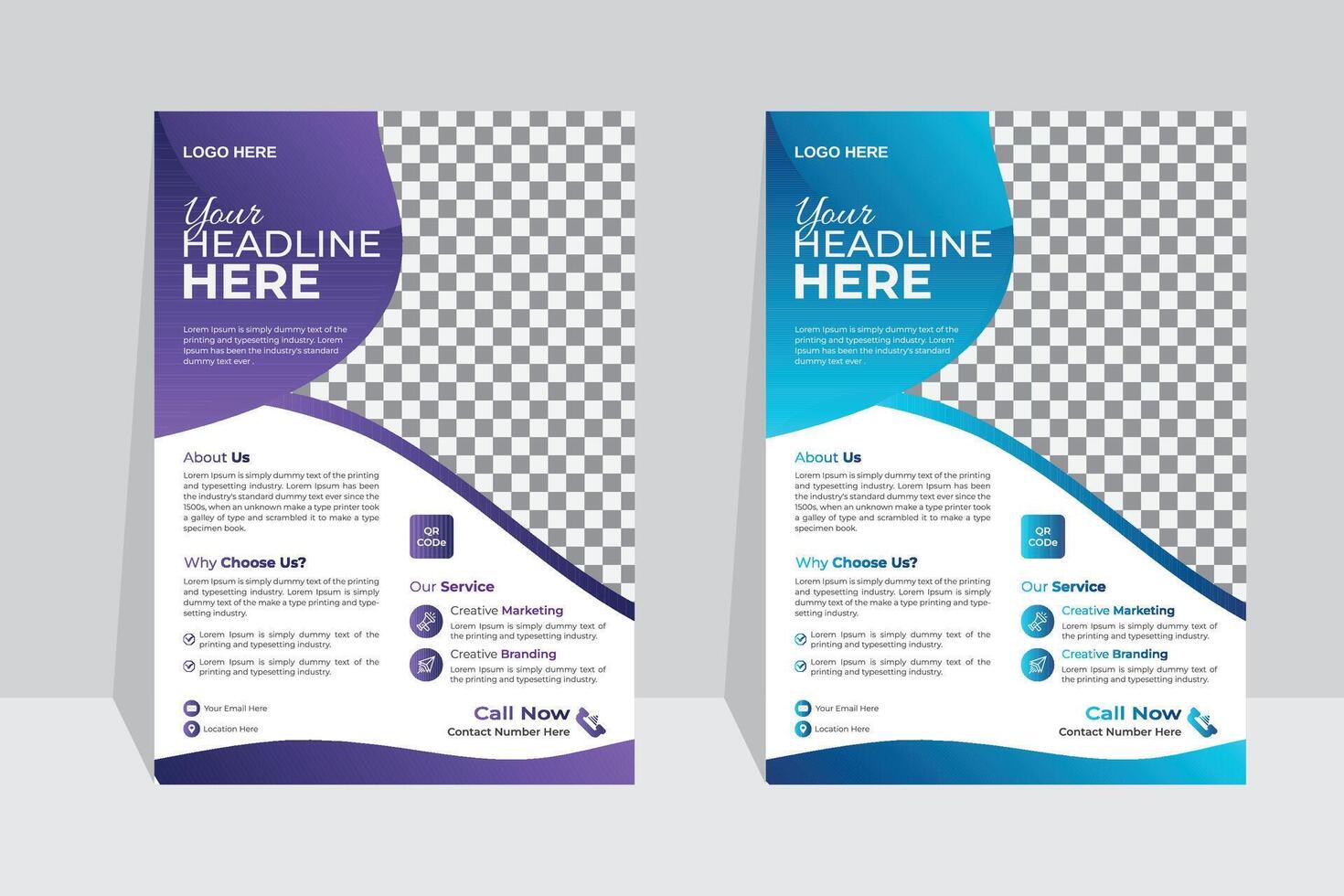 Corporate and minimalist business flyer design, 2 Gradient colors variation vector