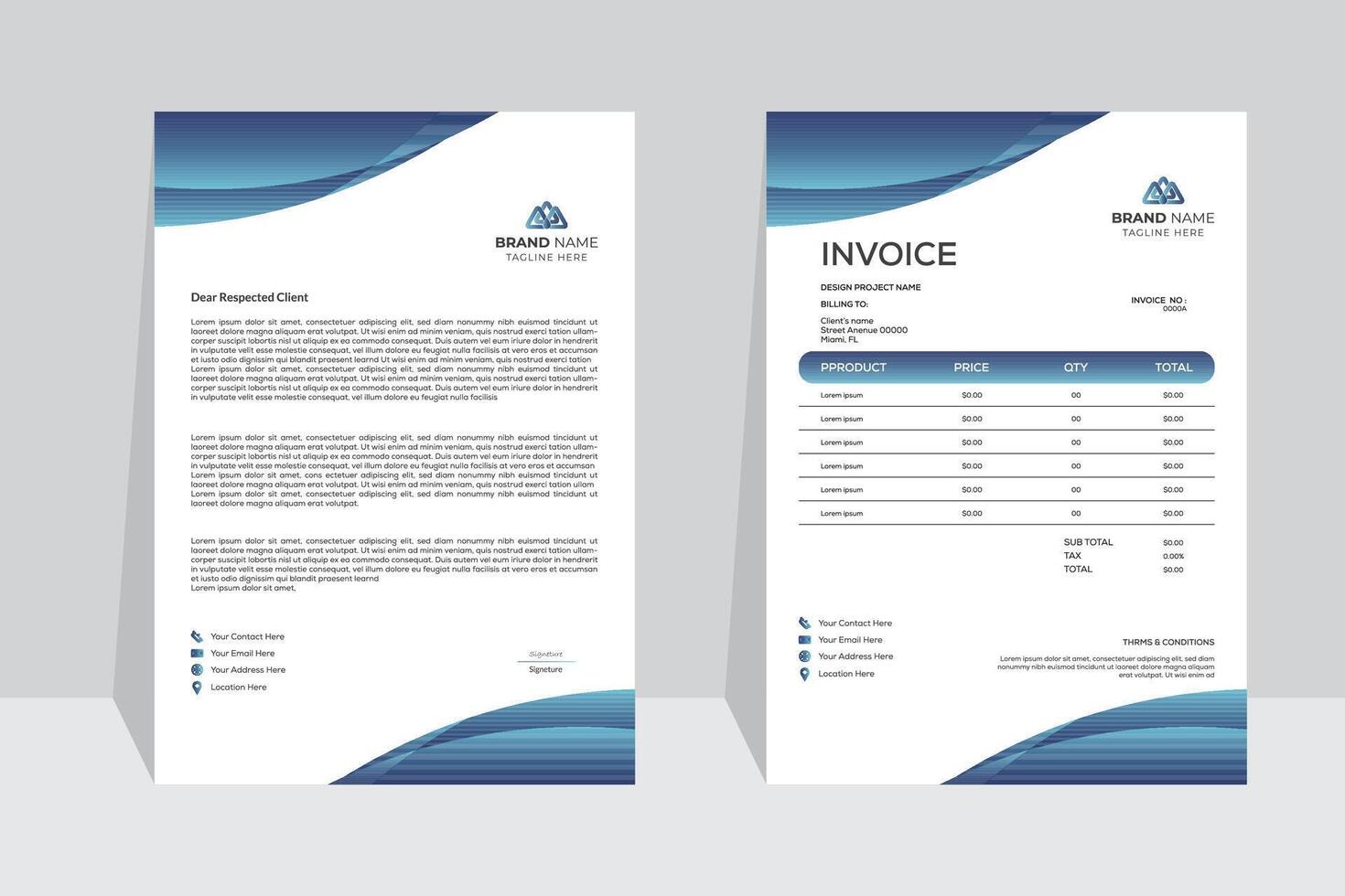 Creative and modern abstract invoice and letterhead design. For your any creative business. vector
