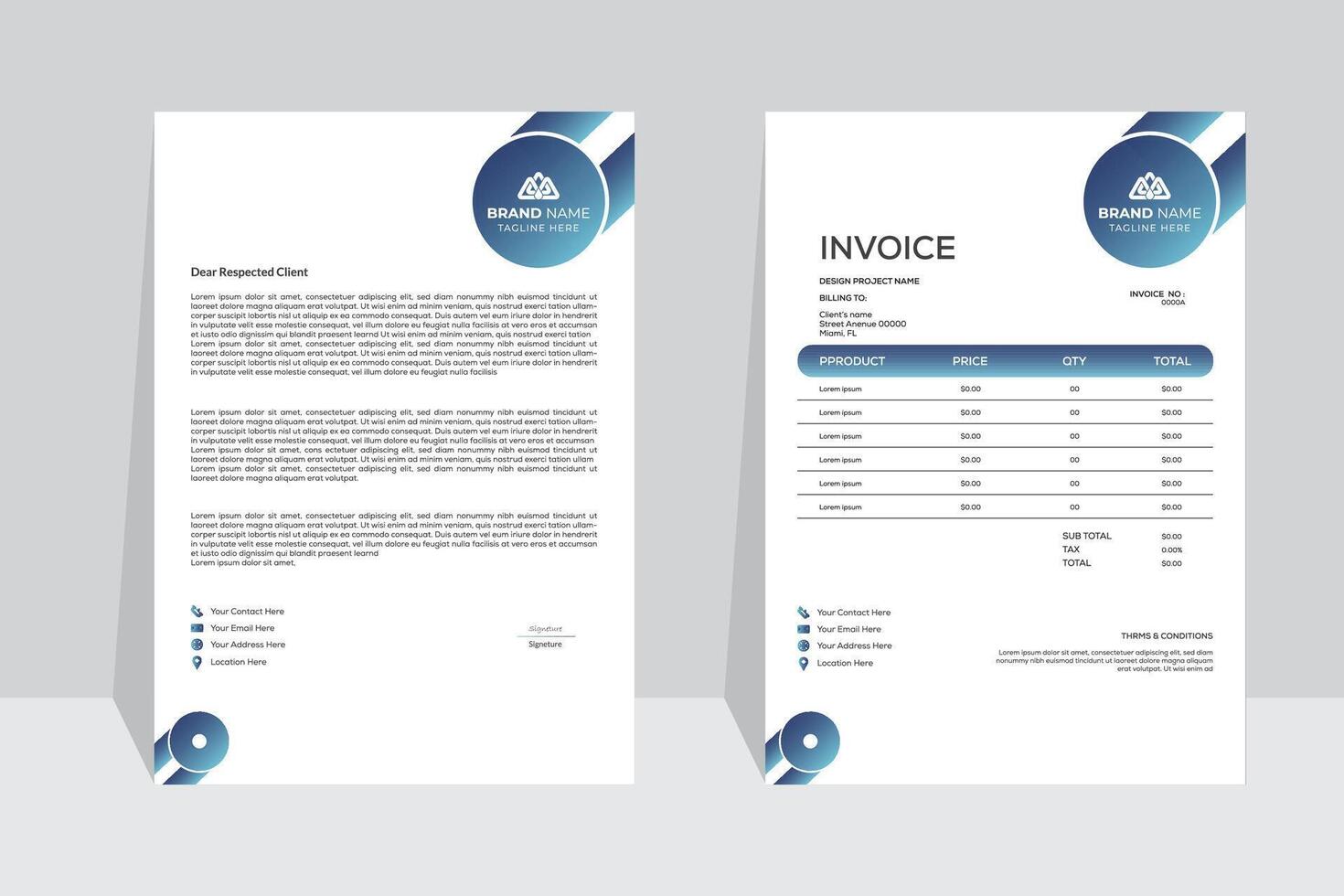 Corporate and Creative Business letterhead and invoice design template. for your business. vector