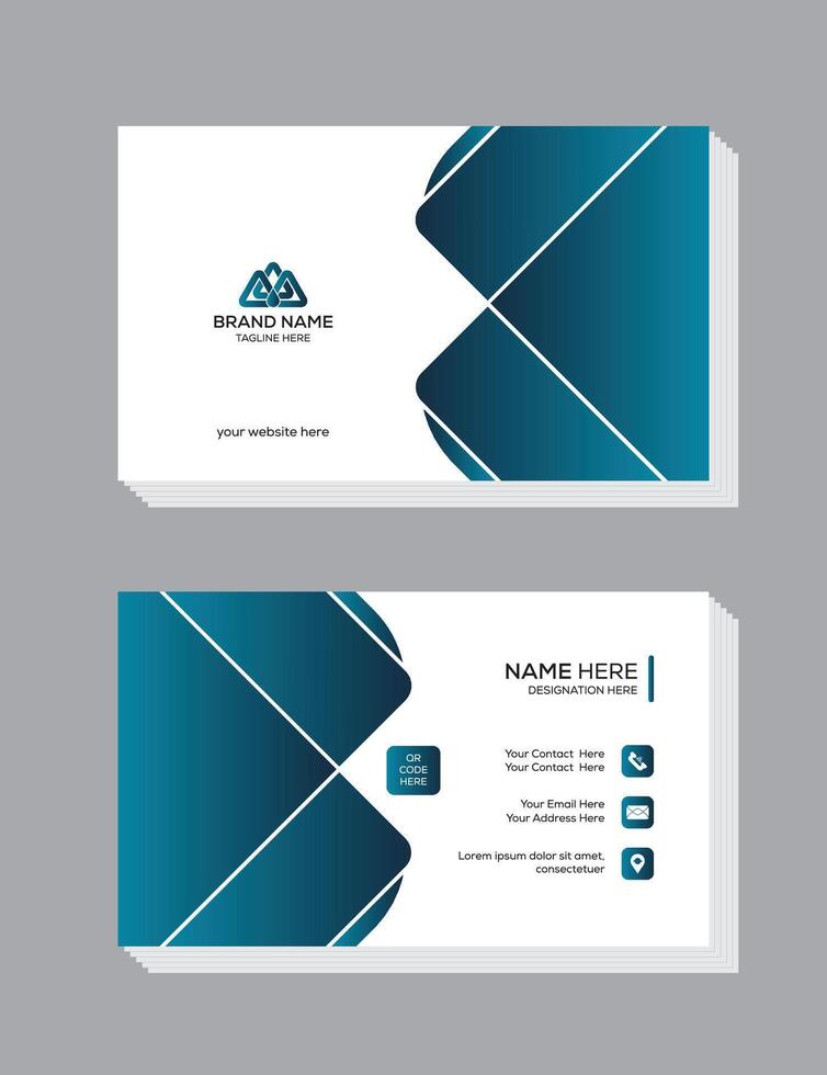 With all information, Gradient blue color modern creative business card and name card horizontal simple clean template vector