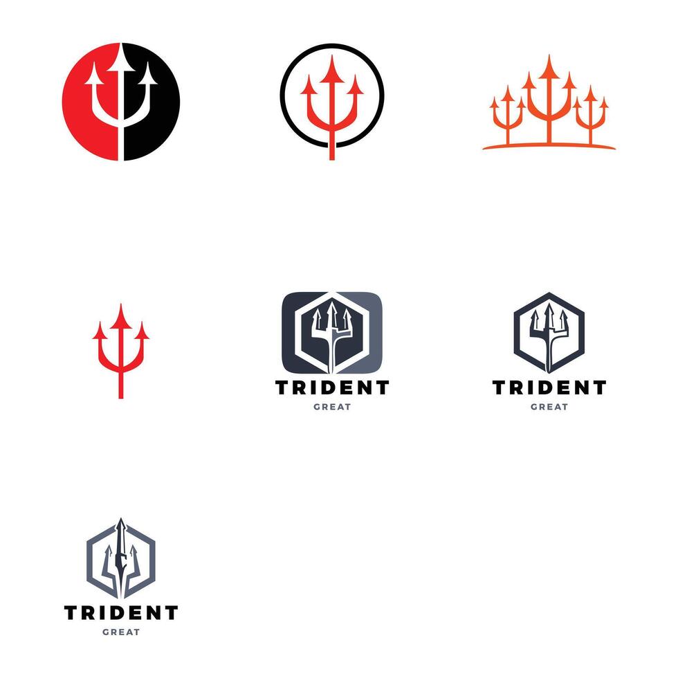 Set of Trident Icon Logo Design Template vector