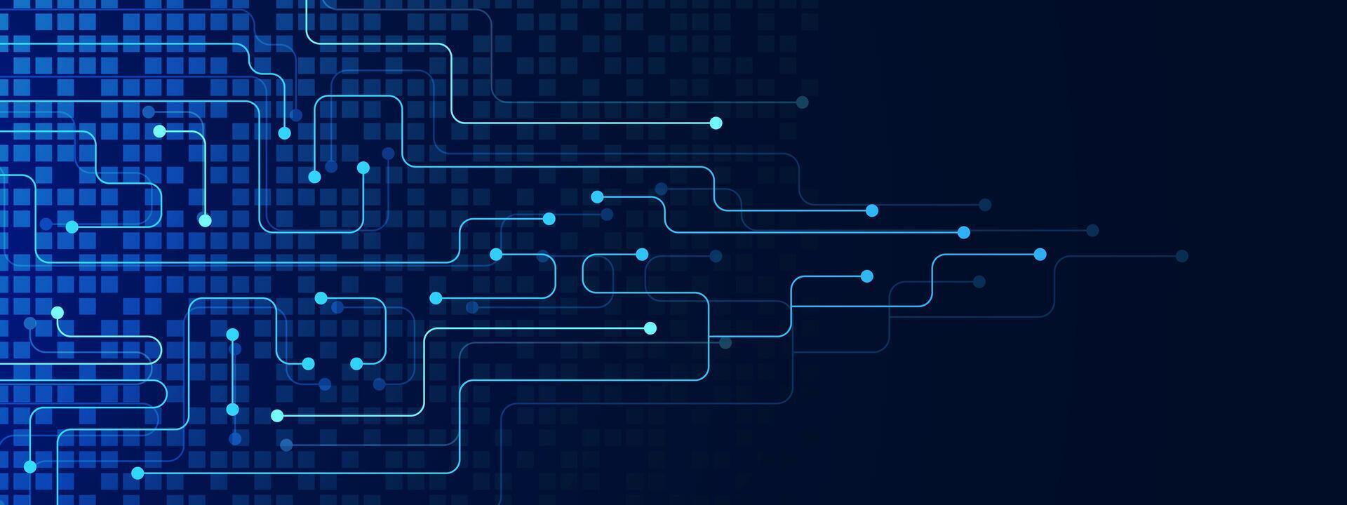 Abstract network connection with connecting dots lines. Circuit board technology futuristic. Global communication concept with digital pixels vector