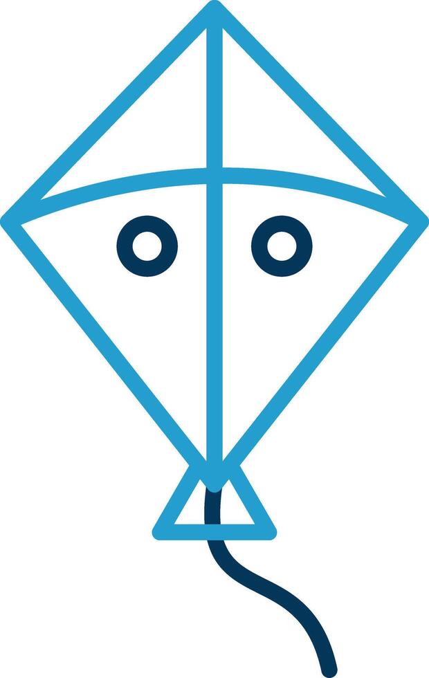Kite Line Blue Two Color Icon vector