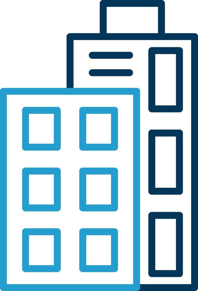 Building Line Blue Two Color Icon vector