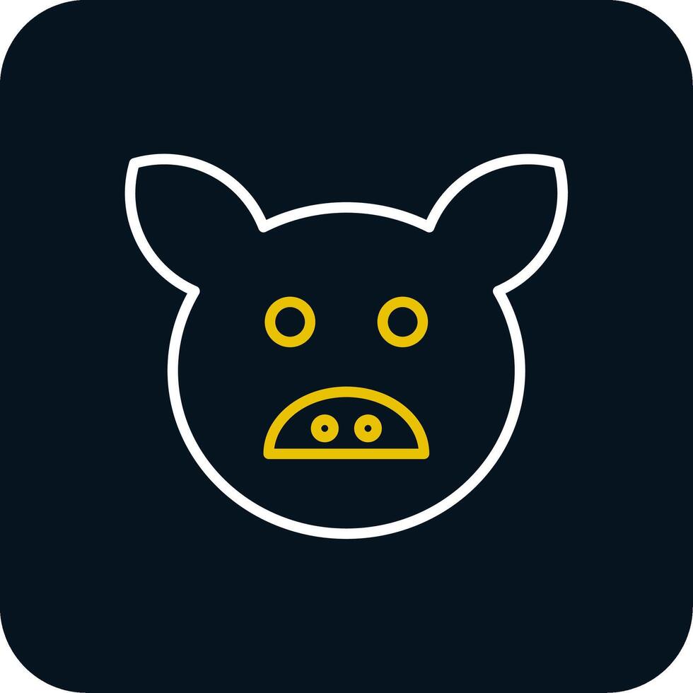 Pig Line Red Circle Icon vector