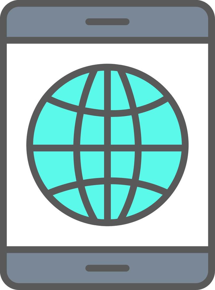 Earth Globe Line Filled Light Icon vector